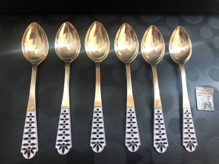 Чайные ложки Серебро 916 Эмаль