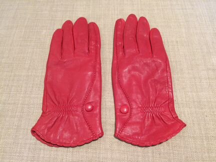 Перчатки кожаные весна, цвет красный