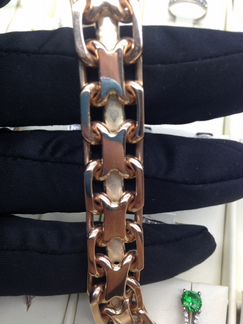 Золотой браслет двойной якорь