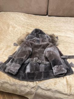 Натуральная шуба + норковые варежки детские