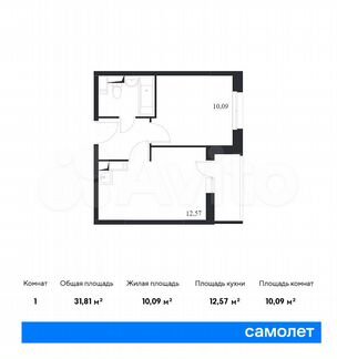 1-к квартира, 31.8 м², 9/12 эт.