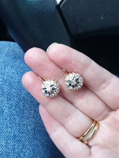 Золотые серьги с бриллиантами СССР бахча