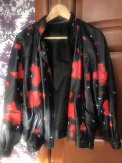 Женская чёрная кожаная куртка oversize