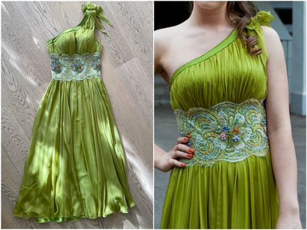 Дизайнерское платье шёлк S ручная работа