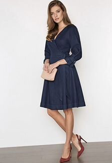 Платье джинсовое на запах, 44-46 размер