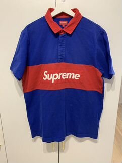 Supreme S/S Rugby Shirt Box Logo Polo Red Blue