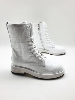 Берцы сапоги ботинки черные белые фенди