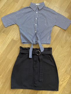 Джинсовая юбка и рубашка