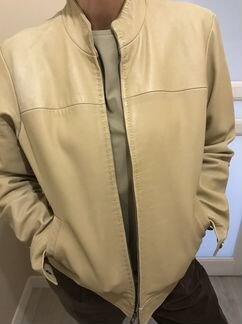 Куртка кожаная, светлый беж, р.46-48