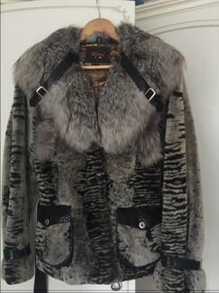 Полушубок мутон с воротником песца