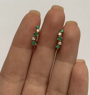 Серьги золотые с изумрудами и бриллиантами