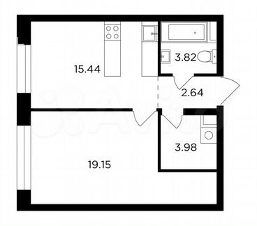 1-к квартира, 45 м², 6/16 эт.