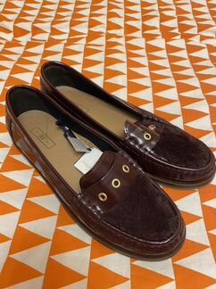 Кожаные лоферы Massimo Dutti 38 на узкую ногу