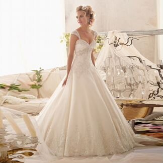 Свадебное платье кружевное А-силуэта Mori Lee 2609