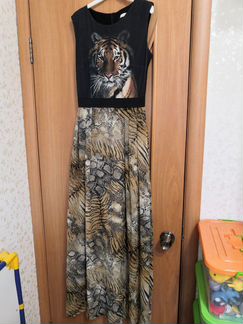 Длинное платье тигровое р. 42