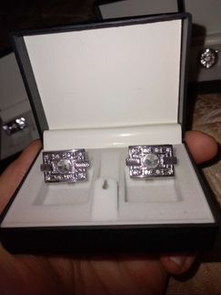 Запонки мужские с кристаллами Сваровски