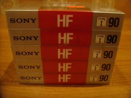 Аудиокассеты Sony HF 90 новые запечатанные 5шт