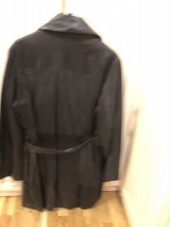 Плащ кожаный, черный