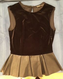 Бархатный топ с баской zara