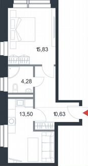 1-к квартира, 44.2 м², 16/21 эт.