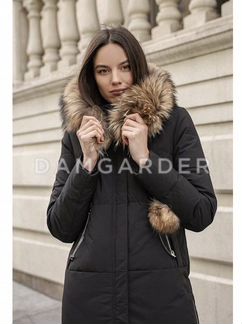 Пуховик новый удлинённый черный женский с мехом