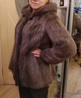Шуба нутрия с капюшоном