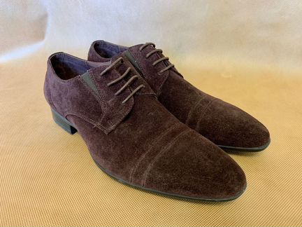 Новые замшевые бордовые туфли-ботинки