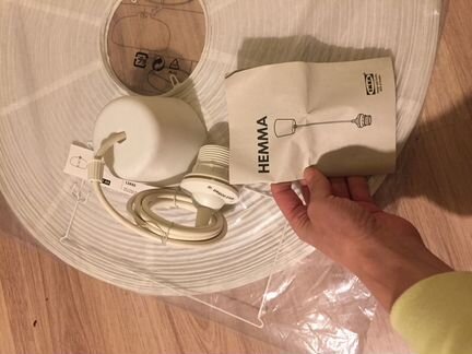 Абажур vate IKEA бумажный + подвеса. шнур hemma